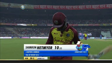 IND vs WI 2018, 1st T20I: Shimron Hetmyer Wicket