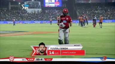 M22: DD vs KXIP – Yuvraj Singh Wicket