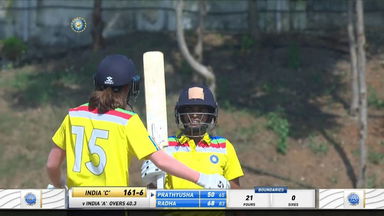 C Prathyusha's solid 63 (74) against India A