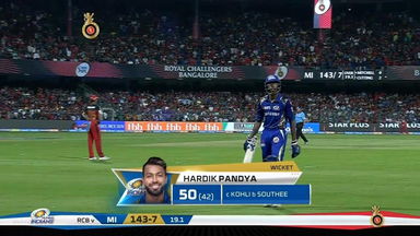 M31: RCB vs MI – Hardik Pandya Wicket