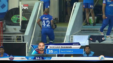 M07: CSK vs DC – Shikhar Dhawan Wicket