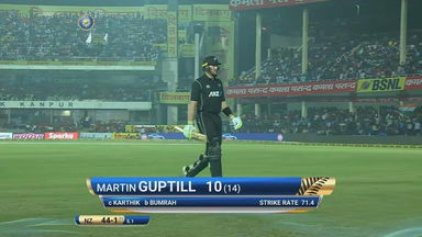 IND vs NZ 2017, 3rd ODI: Martin Guptill Wicket