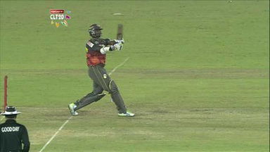M7: T&T vs SRH –  Thisara Perera Six