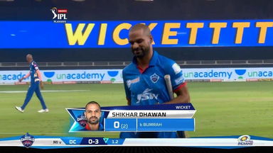 Q1: MI vs DC – Shikhar Dhawan Wicket