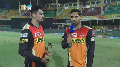 Bhuvneshwar Kumar in conversation with Mohammed Siraj