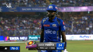 M14: MI vs RR – Hardik Pandya Wicket