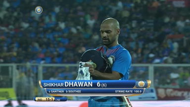 IND vs NZ 2017, 3rd T20I: Shikhar Dhawan Wicket