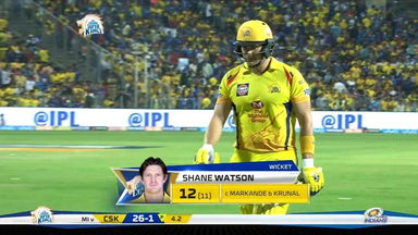 M27: CSK vs MI –  Shane Watson Wicket