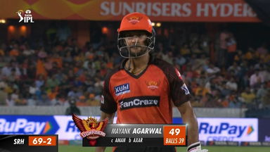M34: SRH vs DC – Mayank Agarwal Wicket