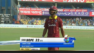 IND vs WI 2018, 1st ODI: Shai Hope Wicket