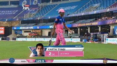 M54: KKR vs RR – Kartik Tyagi Wicket