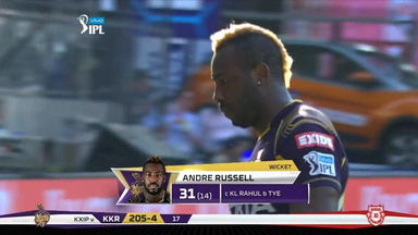 M44: KXIP vs KKR –  Andre Russell Wicket