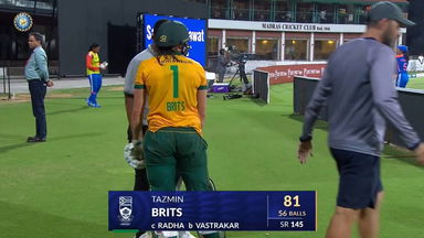 IND-W vs SA-W 2024, 1st T20I: Tazmin Brits Wicket