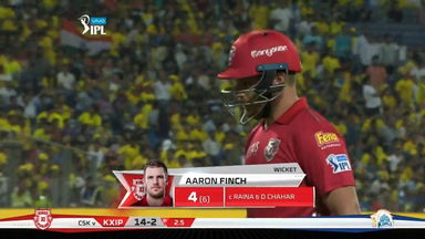 M56: CSK vs KXIP – Aaron Finch Wicket