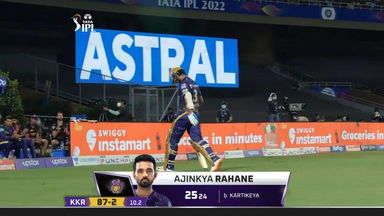 M56: MI vs KKR – Ajinkya Rahane Wicket