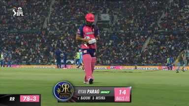 M44: LSG vs RR – Riyan Parag Wicket