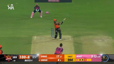 M04: SRH vs RR –  Umran Malik  Six