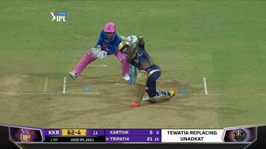 M18: RR vs KKR – Rahul Tripathi Six
