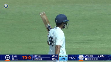 Ranji Trophy 2026-27, KSCA vs SCA: Harvik Desai's aggressive 77(78)