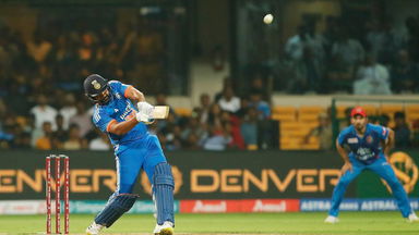 Up, up and away! Rohit's humongous maximum hits the roof
