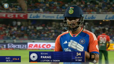 IND vs BAN 2024, 3rd T20I: Riyan Parag Wicket
