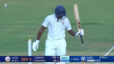 Ranji Trophy 2024/25, Hyderabad vs Pondicherry: Rohit Rayudu's composed 84(233)