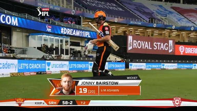 M43: KXIP vs SRH – Jonny Bairstow Wicket
