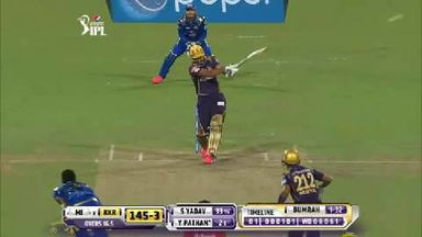 M1: KKR vs MI – Yusuf Pathan Six