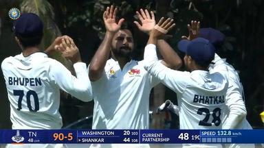 Ranji Trophy 2023/24, Mumbai vs Tamil Nadu, SF 2: Tamil Nadu 1st Innings Fall of Wickets
