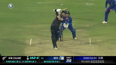 IND vs  NZ 2023, 1ST ODI: Mitchell Santner  Six