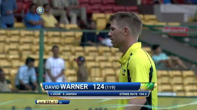 IND vs AUS 2017, 4th ODI: David Warner Wicket