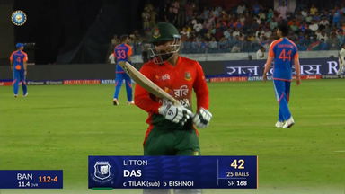 IND vs BAN 2024, 3rd T20I: Liton Das Wicket