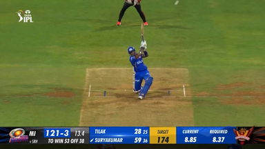 M55: MI vs SRH  – Suryakumar Yadav Six