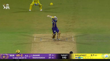 IPL 2026 M22: CSK vs KKR - Ajinkya Rahane Six
