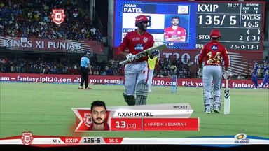 M34: KXIP vs MI – Axar Patel Wicket