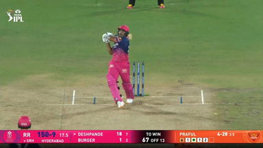 IPL 2026 M21: SRH vs RR - Tushar Deshpande Six