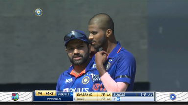Washington Sundar's double strike in one over