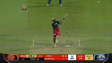 M18: RCB vs MI – Dinesh Karthik Six