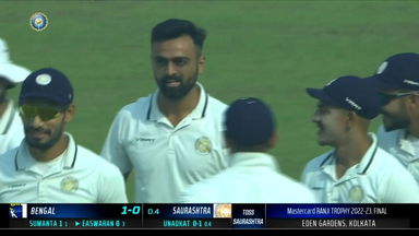 Ranji Trophy  2022/23, Final Bengal vs Saurashtra: Captain Unadkat's first over strike