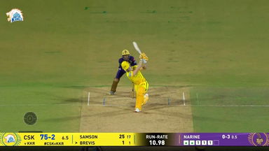 IPL 2026 M22: CSK vs KKR - Dewald Brevis Six