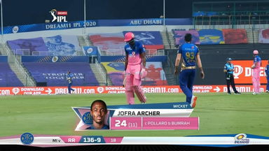 M20: MI vs RR – Jofra Archer Wicket