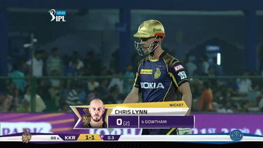M15: RR vs KKR – Chris Lynn Wicket