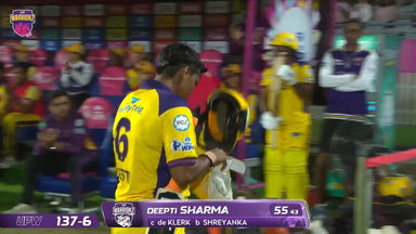 Wicket: Match 18, UP Warriorz vs Royal Challengers Bengaluru, WPL 2026: Deepti Sharma Wicket