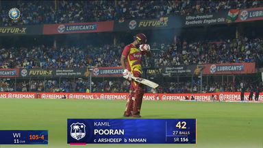 IND vs WI 2026, 3rd T20I: Kamil Pooran Wicket