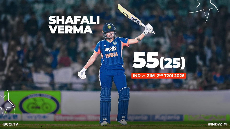Shafali Verma's quickfire 55(25)