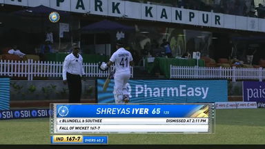 IND vs NZ 2021, 1st Test, Day 4: Shreyas Iyer Wicket