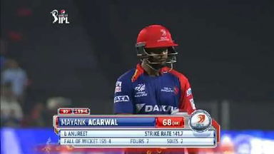 M10: KXIP vs DD – Mayank Agarwal Wicket