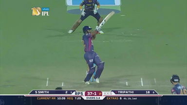 M41: KKR vs RPS   – Rahul Tripathi Six