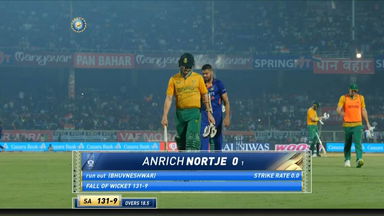 IND vs SA 2022, 3RD T20I: Anrich Nortje Wicket