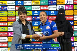 TATA WPL Green Dot Balls of the Match: Match 6, Mumbai Indians vs Gujarat Giants, WPL 2026: Shabnim Ismail